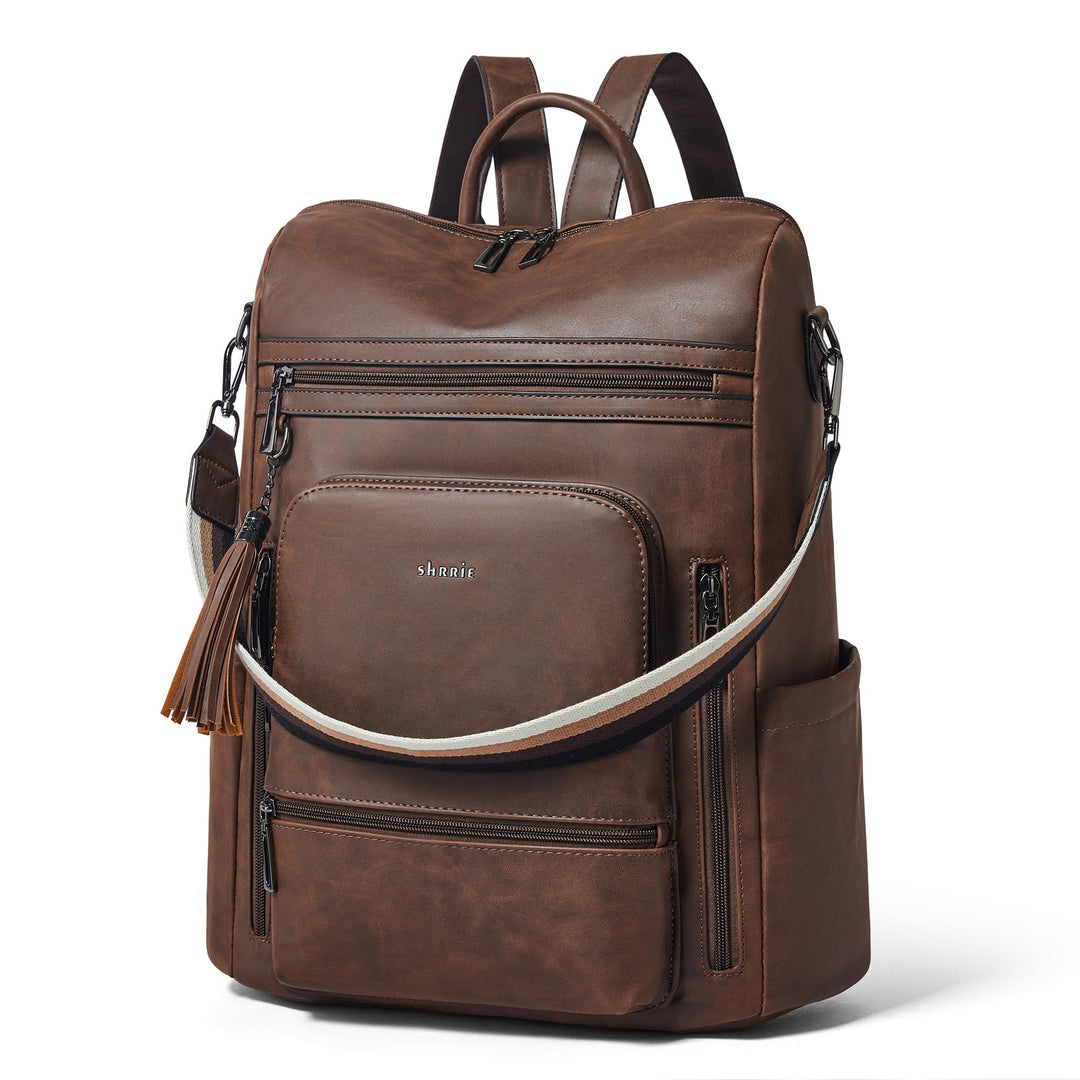 Shrrie rucksack damen elegant geeignet für 15,6Zoll-Notebooks Langlebig wasserdicht Damen aus Leder