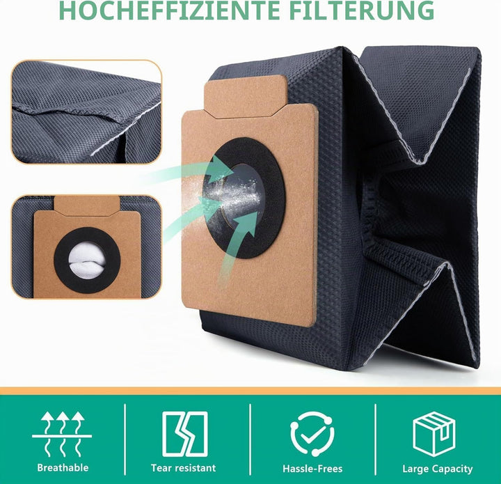 12 Stück Staubbeutel für Eufy X8 Pro/ X10 Pro Omni Saugroboter Zubehör, Ersatzbeutel Staubsaugerbeut