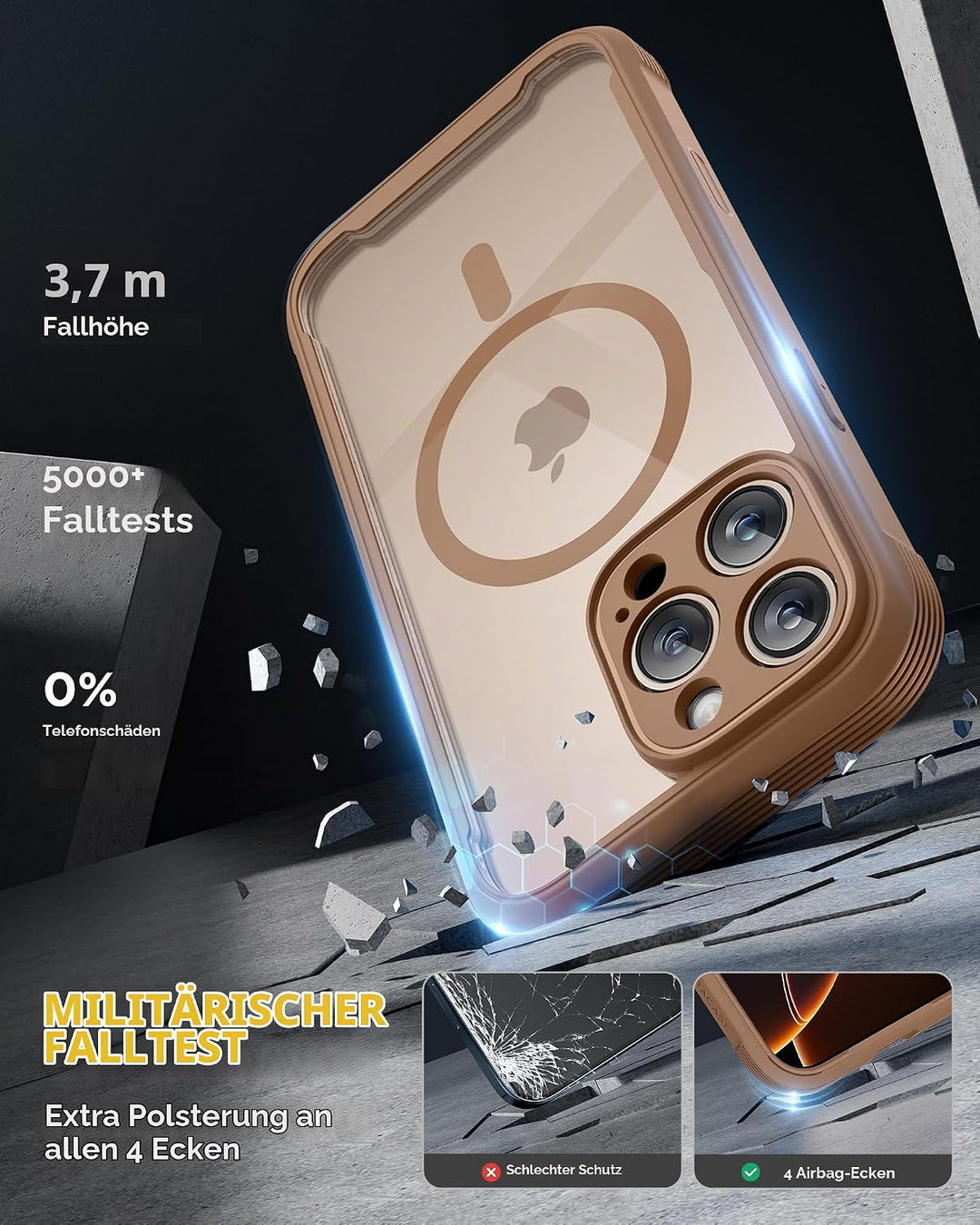 Miracase 360 Grad für iPhone 16 Pro Max Hülle mit Magsafe, Eingebaut Glas Schutzfolie, Komplettschut