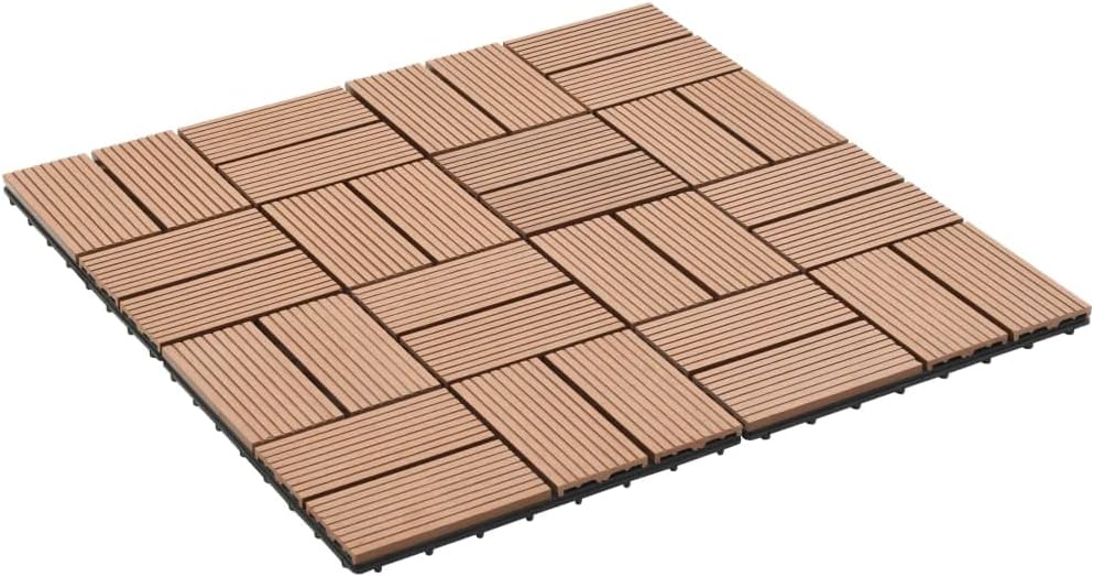 Gecheer 11 Stück Terrassenfliesen WPC Fliesen Balkon Bodenbelag Gartenfliese Balkonfliese Klickflies