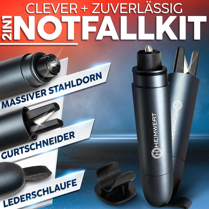 Notfallhammer Gurtschneider - Notfall Hammer mit Testglas zum Üben - Zerstört insbesondere Verbund S