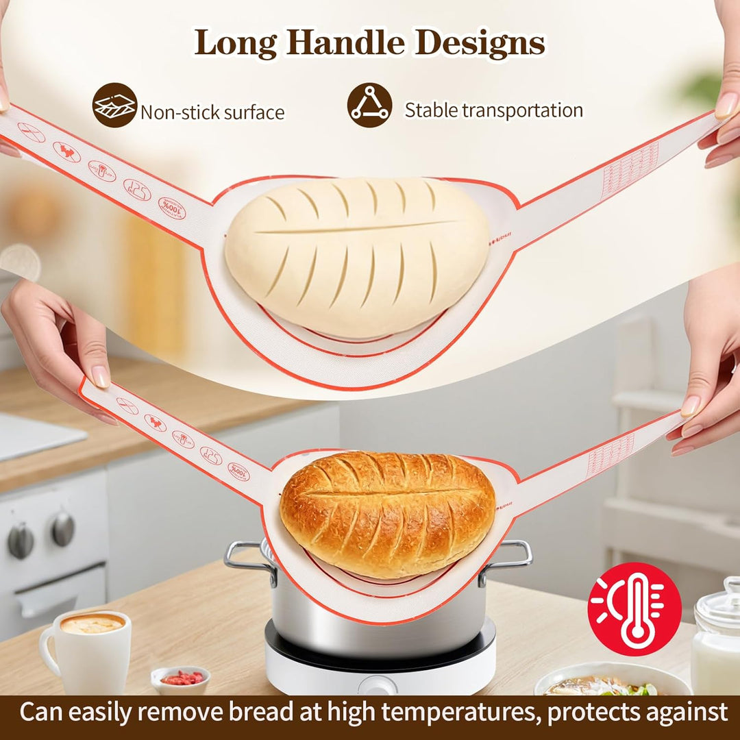 Gärkörbchen,Sauerteig Starter Set,2 Silikon Gärkörbe Rund und Oval,Brot Backen Zubehör,Gärkorb Brot