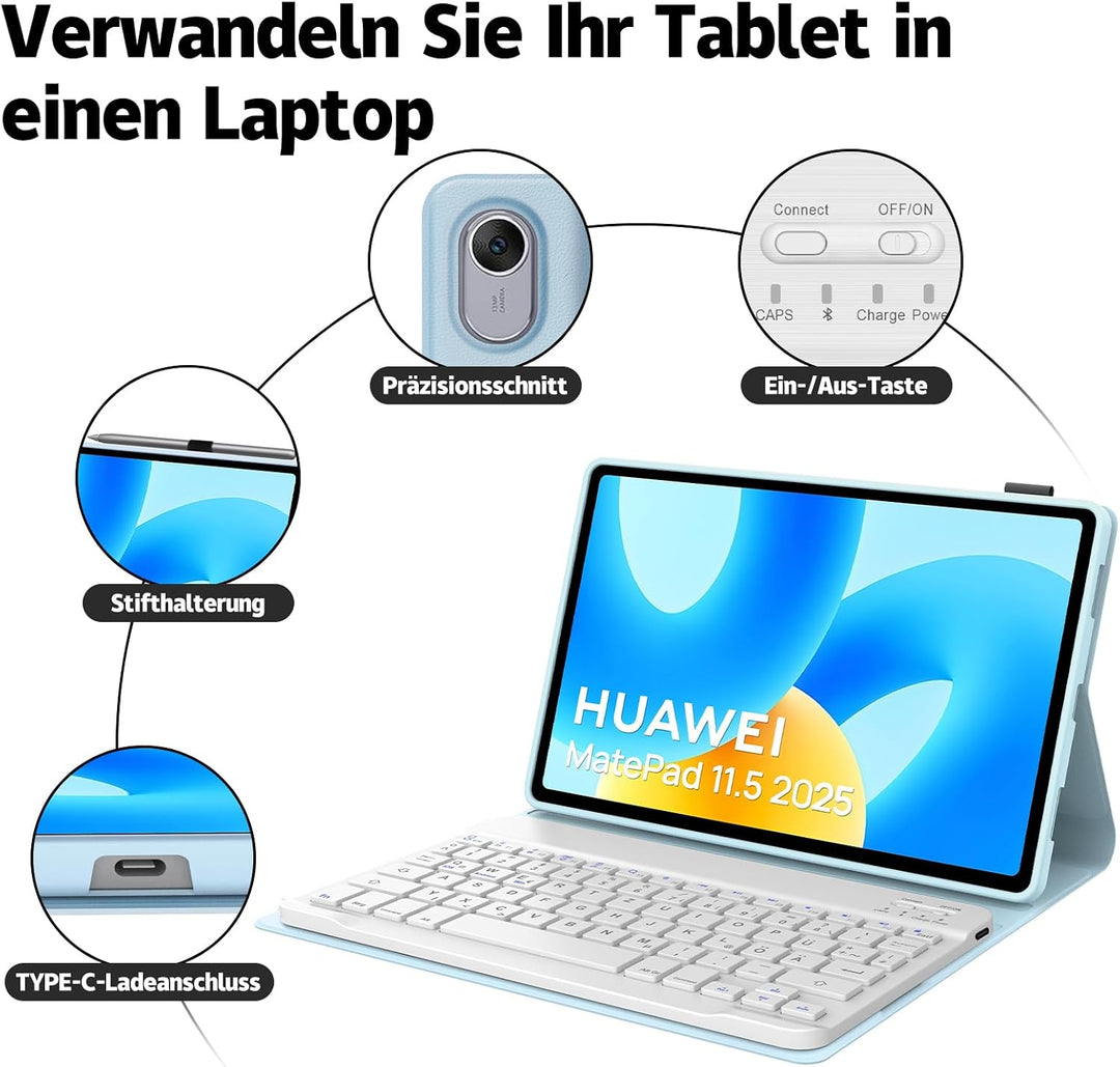 Hülle Tastatur für Huawei Matepad 11.5/Huawei Matepad 11.5 S 2026/2025/2023 | Keyboard Case mit Stif