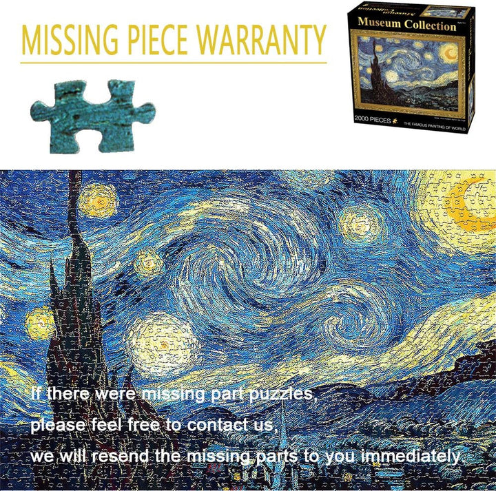 TINYOUTH 2000 Teile Puzzle für Erwachsene, 《Sternennacht》 Museum Kollektion Puzzle, 70x100CM 2mm Dic