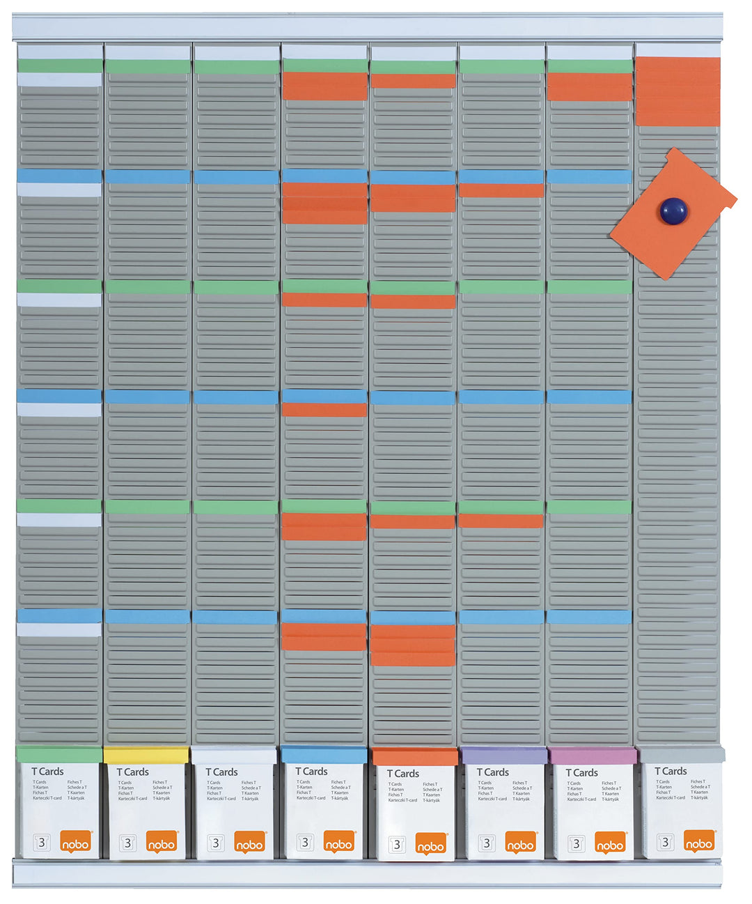 Nobo T-Karten Wochenplanungs-Set, Wandmontage, Haftnotizen Set mit 8 Spalten &amp; 54 Slots, Grösse 3, e