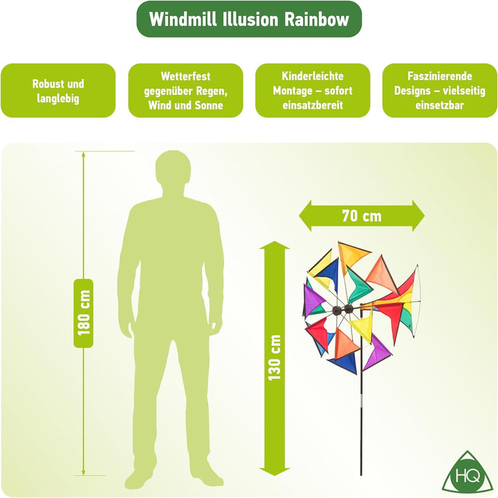 HQ Design Windspiration - Windmill, UV-beständige und wetterfeste Windspiel Deko für Garten, Terrass