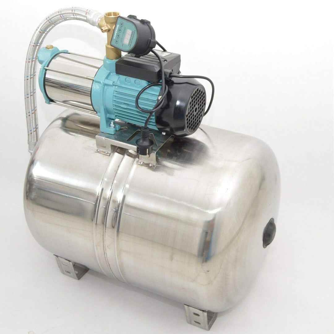 Edelstahl 100L Hauswasserwerk 6000L/h 1,3kW 5,5bar + Digitaler Trockenlaufschutz