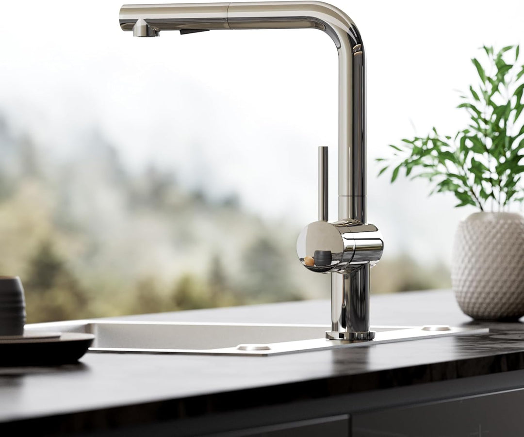 CECIPA Küchenarmatur Ausziehbar, Wasserhahn Küche mit Brausefunktion und Ausziehbarer Brause, Einheb