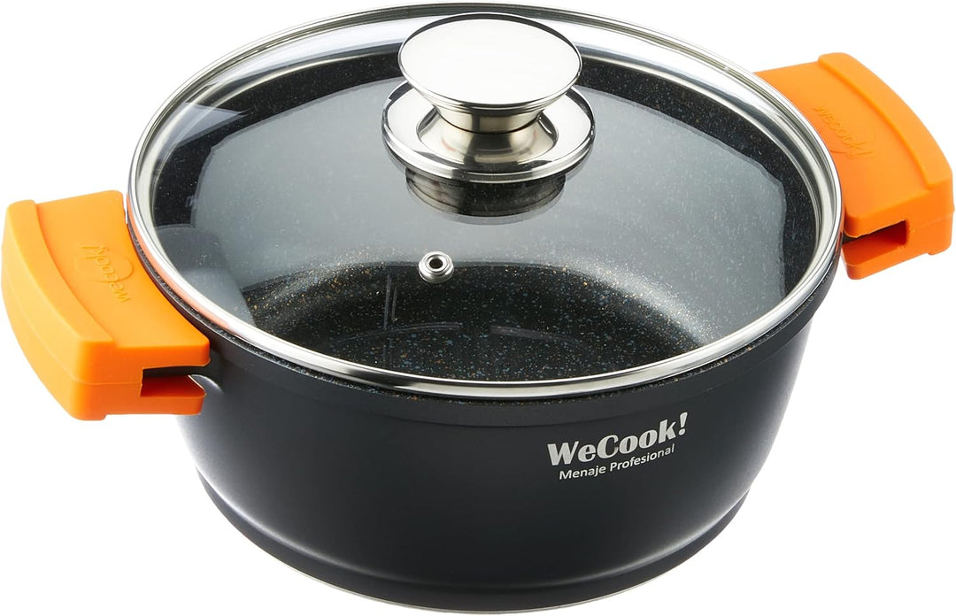 WECOOK! Ecochef Titan Hoher Kochtopf 20 cm Induktion mit Glasdeckel, Antihaftbeschichtung QUANTANIUM