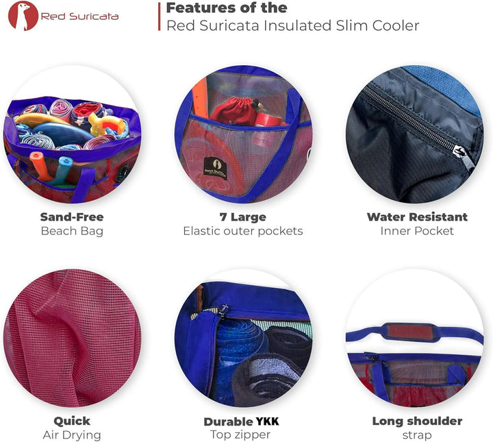 Red Suricata Ra-rso-lamebeba1 Netz-Strandtasche Rot/Blau, Rot/Blau