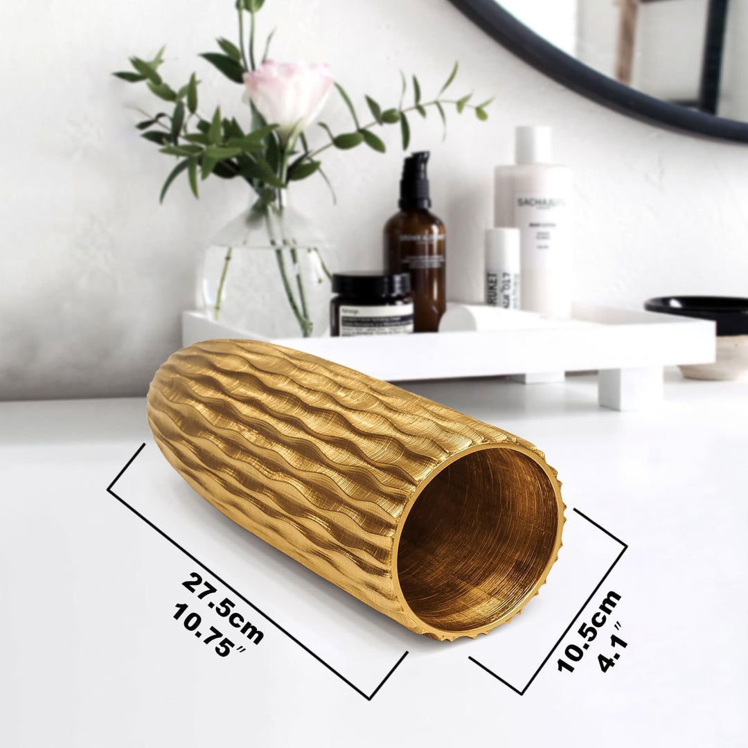 Suanti Dekorative Blumenvase (28 cm), Gross Kupferfarbe Vase mit Wasserwellenmuster, Für Home Office
