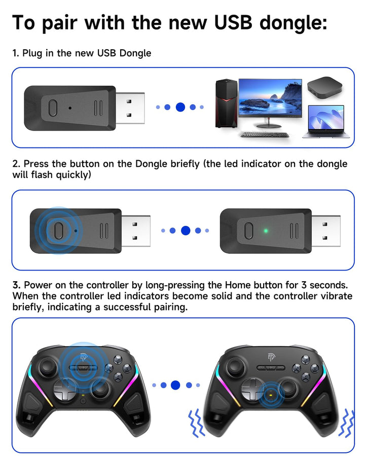EasySMX Wireless Empfänger Receiver Dongle ESM D10 Wireless Controller