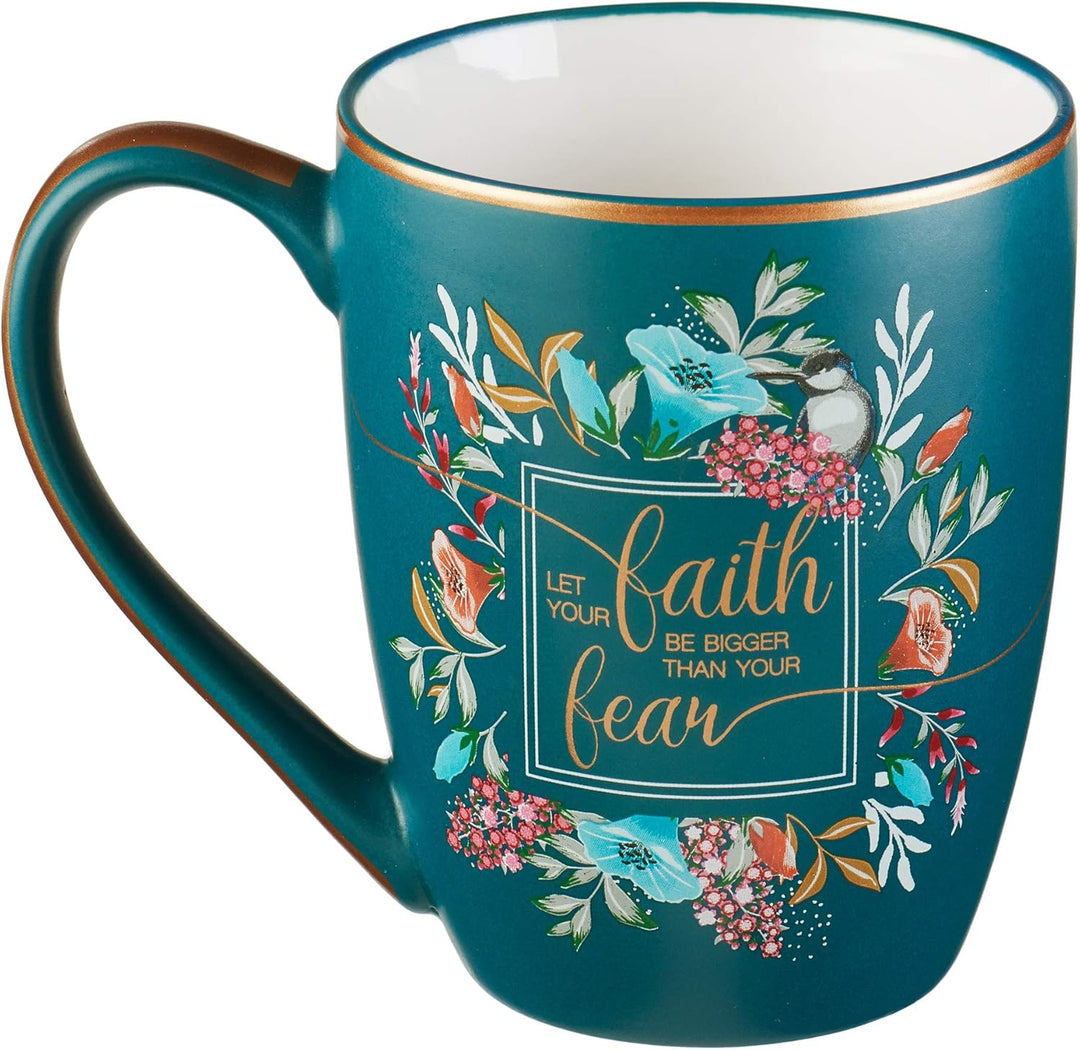 Floral Faith Tasse für Damen und Herren, Keramik-Kaffeetasse mit goldfarbenem Rand und Kalligraphie,