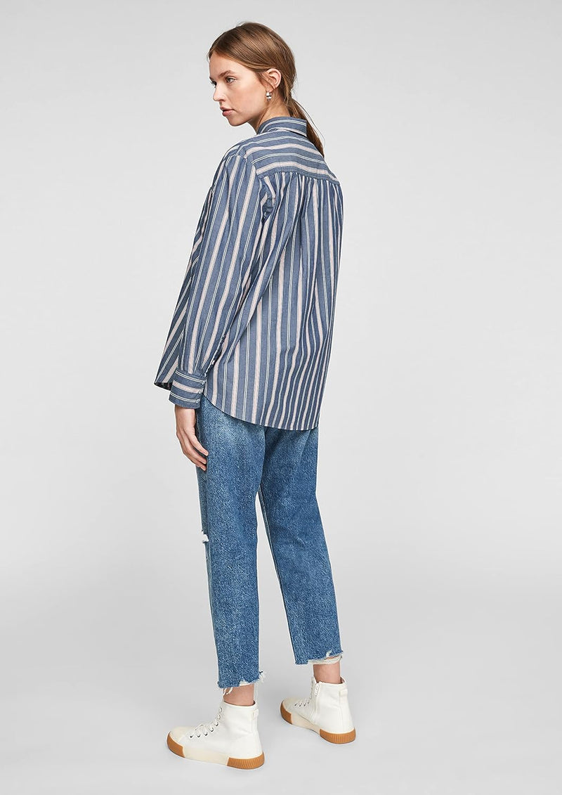 s.Oliver Damen Bluse L Blue Stripes, L Blue Stripes