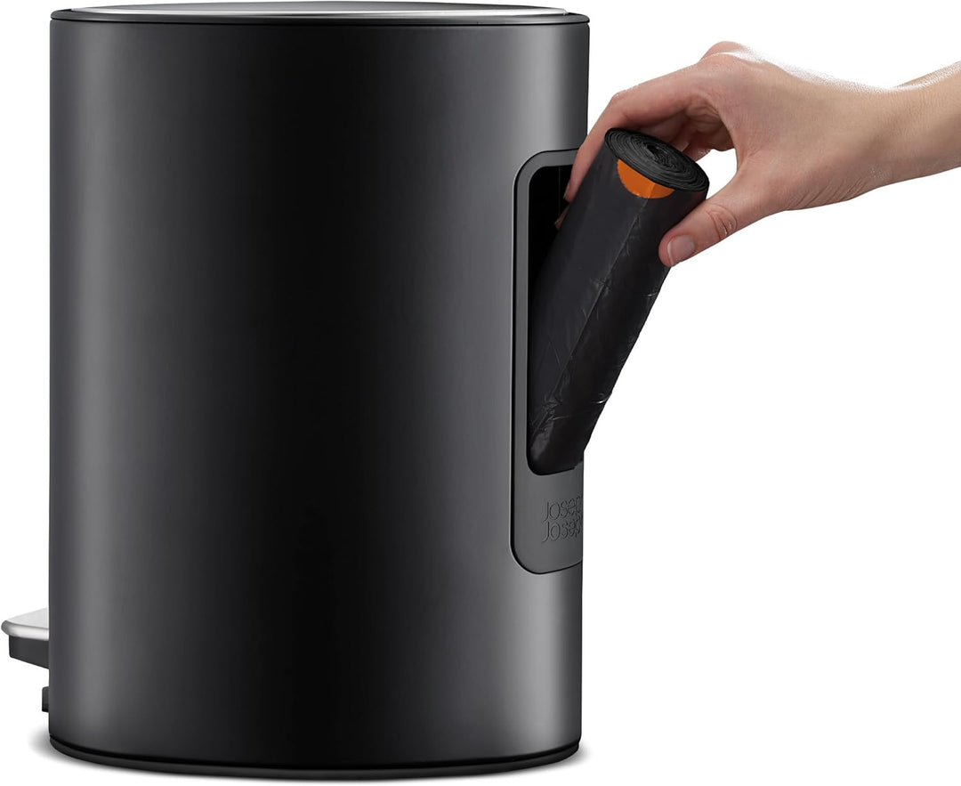 Joseph Joseph EasyStore 5l Edelstahl Treteimer mit Müllbeutel, Absenkautomatik Deckel, herausnehmbar