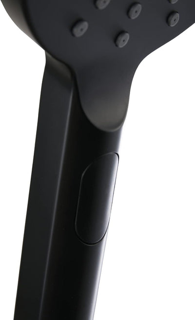 aquaSu® Duschset Acana | schwarz | Duschkopf: 3 Strahlarten, Strahlartenwechsel per Knopf & 12 cm Sp