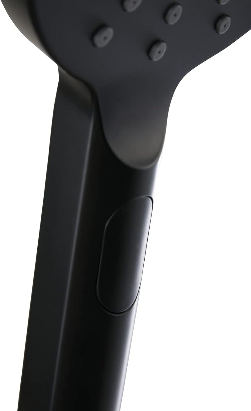 aquaSu® Duschset Acana | schwarz | Duschkopf: 3 Strahlarten, Strahlartenwechsel per Knopf & 12 cm Sp