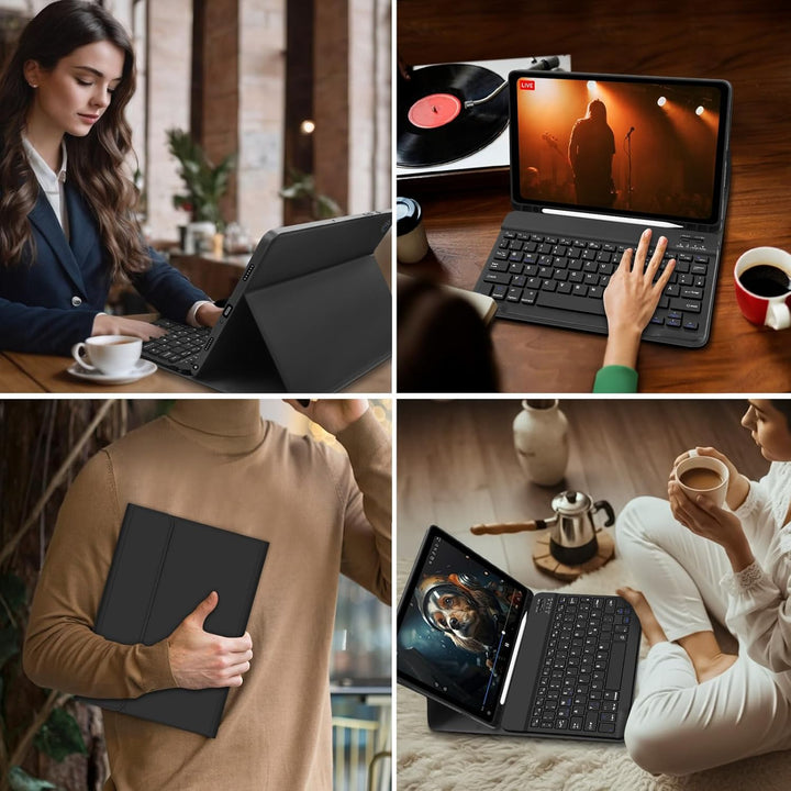 Tastatur Hülle für Samsung Galaxy Tab A11+, Galaxy Tab A9 Plus Hülle mit QWERTZ Deutsches Tastatur,