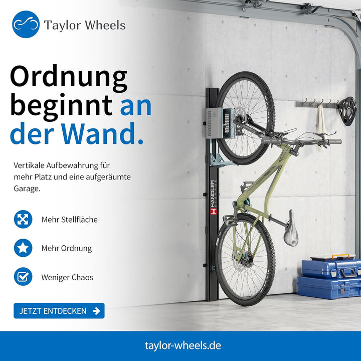 HANDLER Storage Fahrradlift 2ER-SET, Vertikale Wandhalterung in grau für E-Bikes &amp; Fahrräder bis 32k