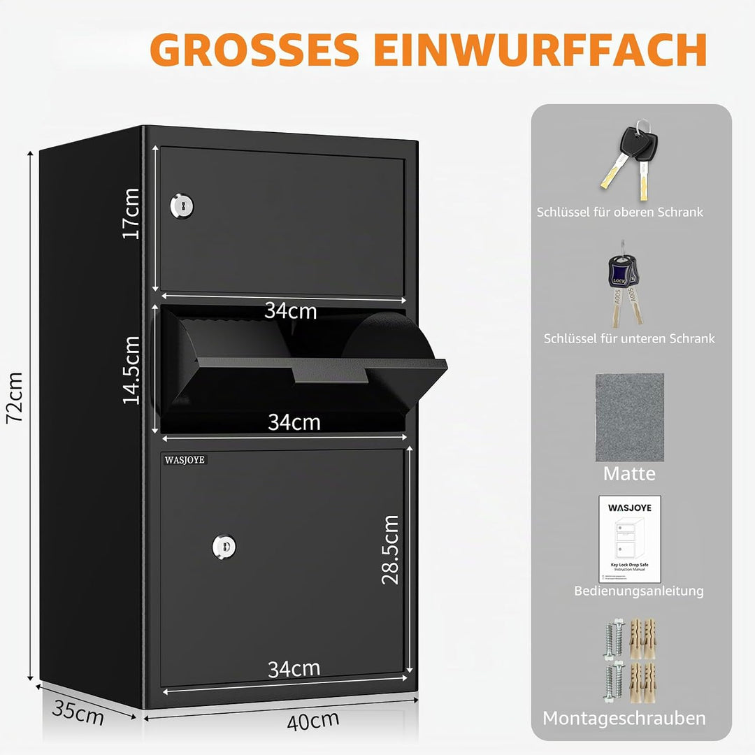 100.8L Einwurftresor | Deposittresor | Tresor mit Einwurfschlitz | Briefkasten Safe | Depository Saf