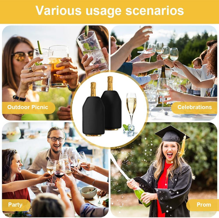 CEWROM Weinkühler Manschette 2er Set, Kühlmanschette für Wein & Sekt, Flaschenkühler Hülle unterwegs
