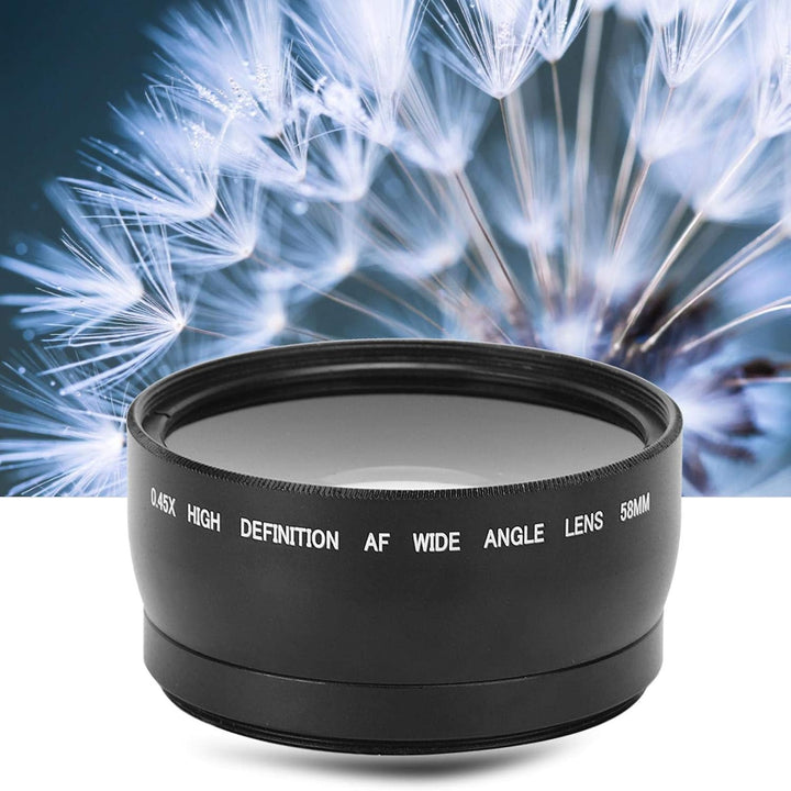 VBESTLIFE 58MM 0,45X Weitwinkel-Makroobjektiv Passend für Alle 58MM-Durchmesser-Kameraobjektive, für
