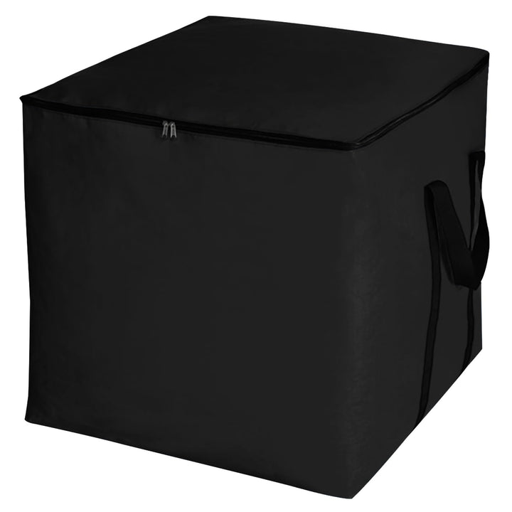 125L Grosser Umzugssack Schwarz 50×50×50 cm Aufbewahrungsbeutel mit Deckel und Griffen Zipper Aufbew