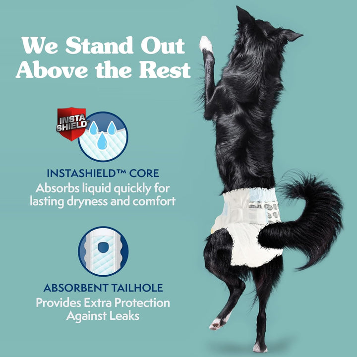 Simple Solution True Fit Einweg-Hundewindeln für Hündinnen, super saugfähig, mit Nässeindikator, Meh