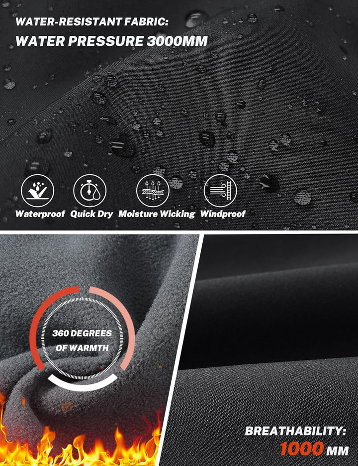 MoFiz Herren Wanderhose Warm Gefüttert Outdoorhose Wasserdicht Skihose Softshellhose Winddicht Arbei