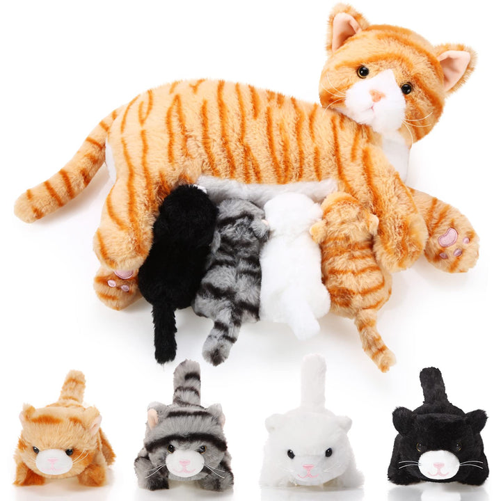 Skylety Pflegendes Katze Stofftier Mit Plüsch Kätzchen Kuscheltier Plushie Kätzchen Mama Katze Plues