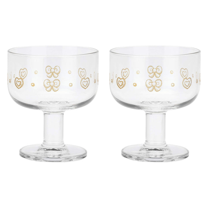 THUN 2er Set Mehrzweckschalen aus Glas mit kurzem Stiel Gold Icons