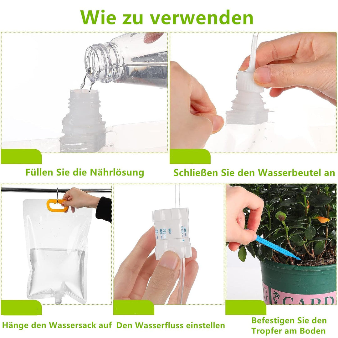 5 Stück 3,5L Pflanzen BewäSserung Tropfbewässerungsbeutel Automatisches, verstellbare Durchflussmeng