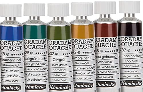 Schmincke - HORADAM Gouache, 10 x 15 ml-Tuben, 72 701 097, 10 feinste Gouache-Farbtöne im Metallkast