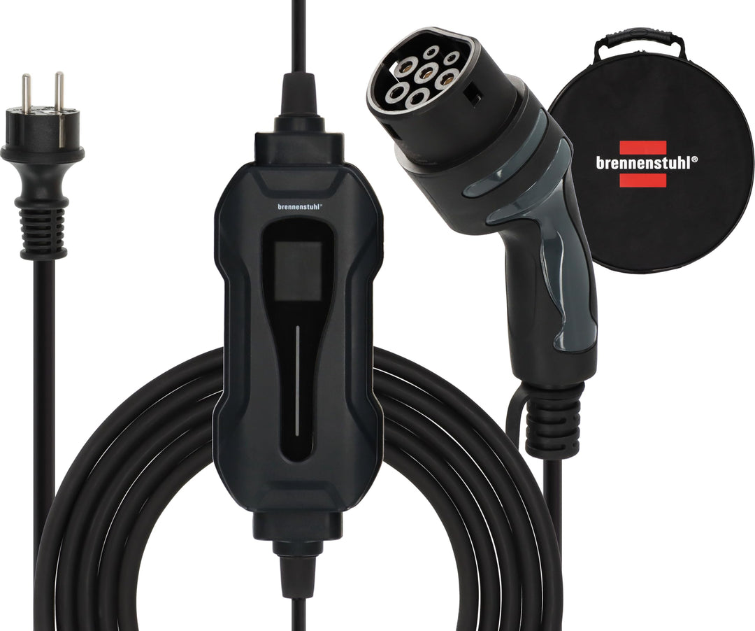 Brennenstuhl tragbares EV Ladegerät Typ 2 - Schutzkontakt (Mobile Ladestation 10A, 2,3kW, 8m, IP44,