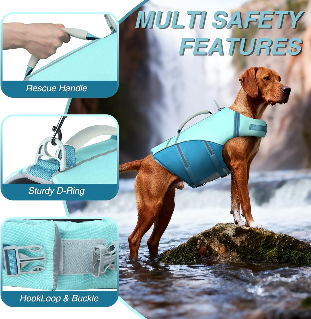 VIVAGLORY Sports Style Schwimmweste Hund, Hundeschwimmweste für Bootfahren, Auftrieb & Schwimmhilfe,