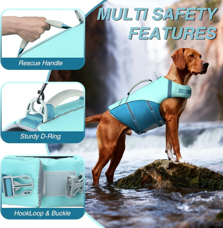 VIVAGLORY Sports Style Schwimmweste Hund, Hundeschwimmweste für Bootfahren, Auftrieb & Schwimmhilfe,