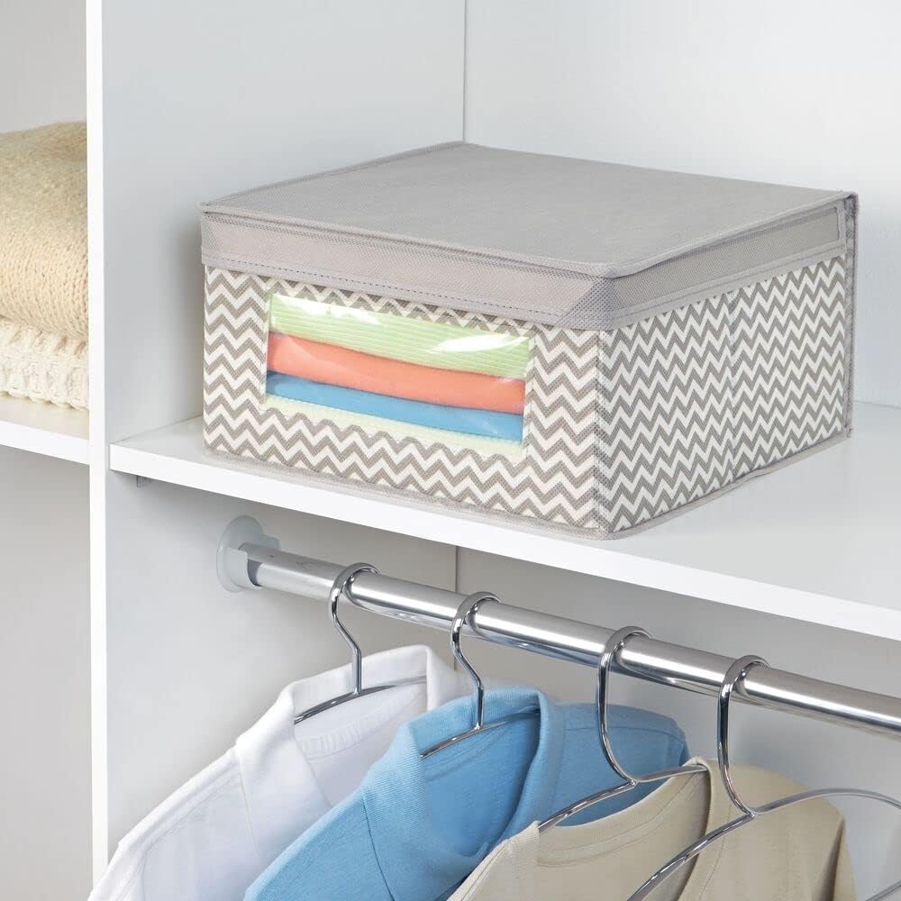 mDesign 6er-Set stapelbare Stoffbox mit Deckel für Kleidung usw. – mittelgrosse Aufbewahrungskiste m