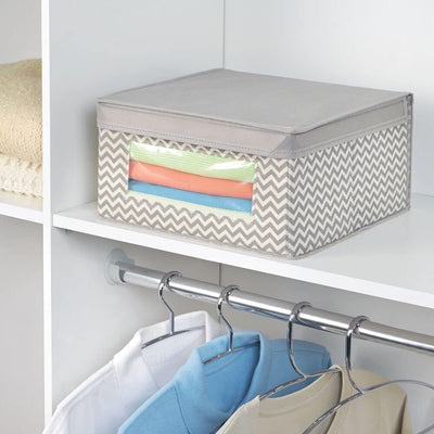 mDesign 6er-Set stapelbare Stoffbox mit Deckel für Kleidung usw. – mittelgrosse Aufbewahrungskiste m