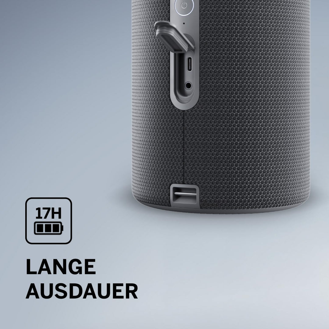 Loewe We. HEAR 2 Storm Grey, Bluetooth Lautsprecher, 60W, Wasserresistent, Tragbar, Aufladbar, 17h L