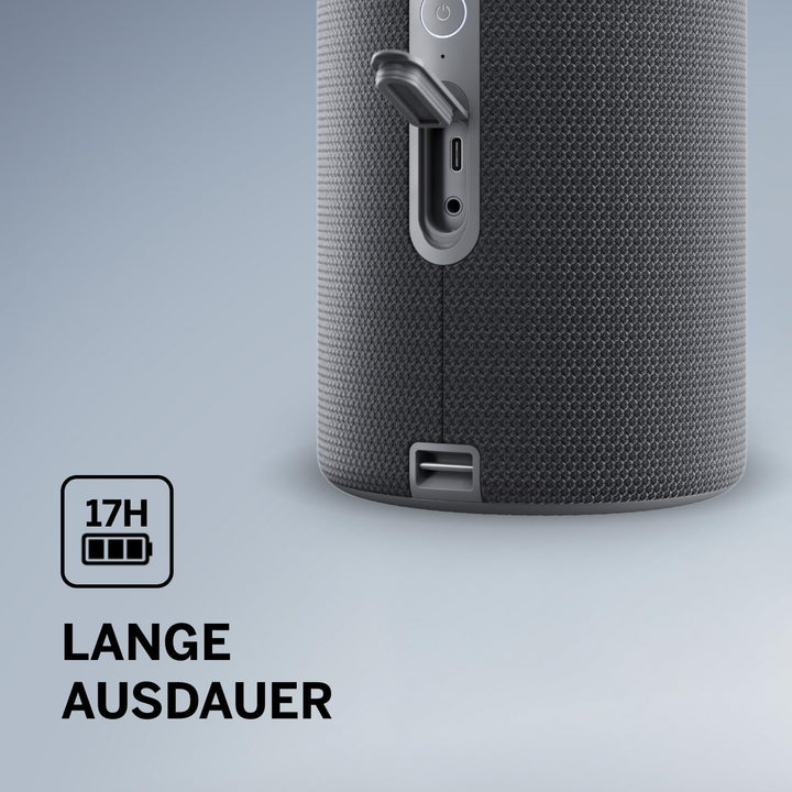 Loewe We. HEAR 2 Storm Grey, Bluetooth Lautsprecher, 60W, Wasserresistent, Tragbar, Aufladbar, 17h L