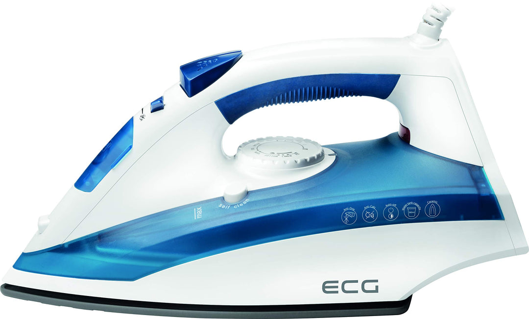ECG NZ 322 Auto-Off Dampfbügeleisen, Kunststoff, Weiss-blau