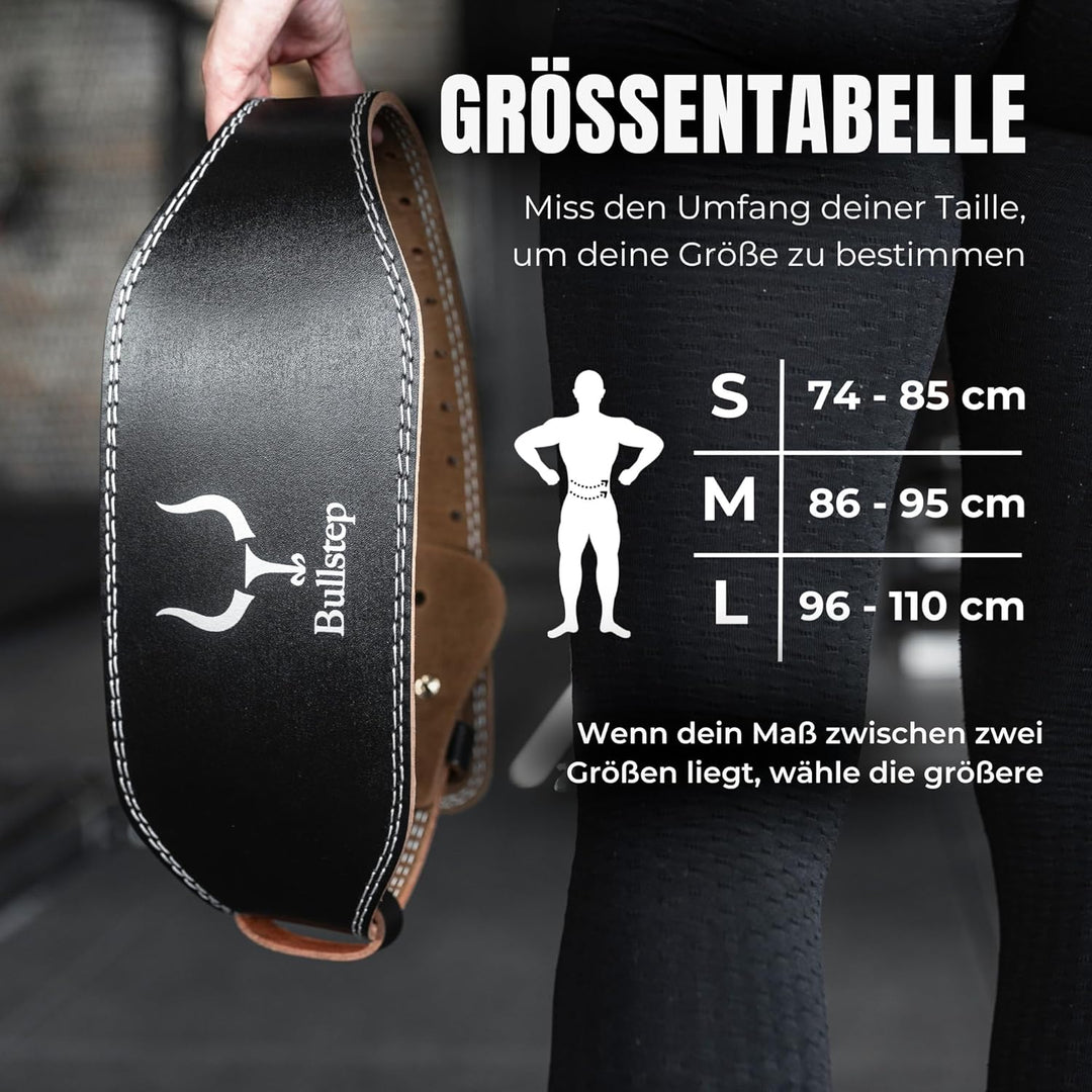 Bullstep Gewichthebergürtel Herren Und Damen, Lifting Belt 100% Rindsleder, Gym Gürtel Mit Schnalle