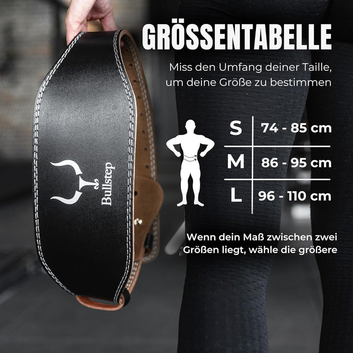 Bullstep Gewichthebergürtel Herren Und Damen, Lifting Belt 100% Rindsleder, Gym Gürtel Mit Schnalle