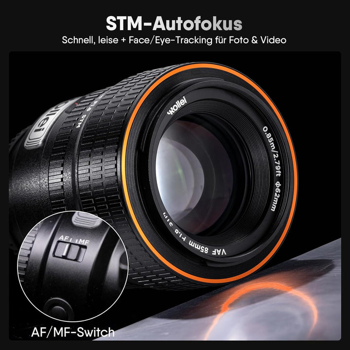 Rollei AF 85 mm F/1.8 Vollformat Objektiv für Nikon Z mit STM-Autofokus | HFT-X Beschichtung | Vollm