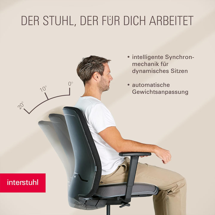 Interstuhl Style Soft Ergonomischer Bürostuhl – Gepolsterter Schreibtischstuhl mit Automatik-Mechani