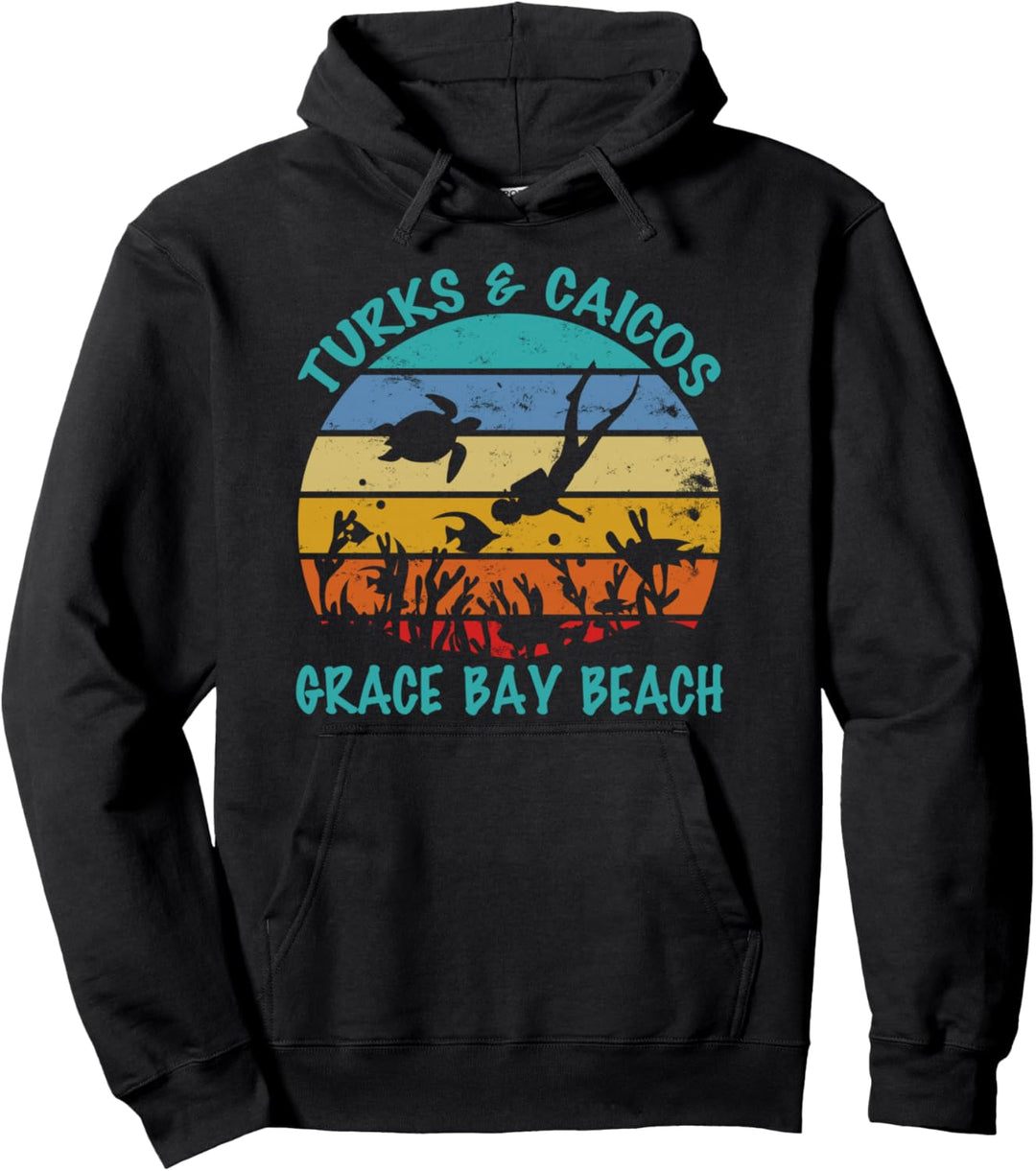Turks & Caicos Inseln Sonnenuntergang Palmen Grace Bay Pullover Hoodie