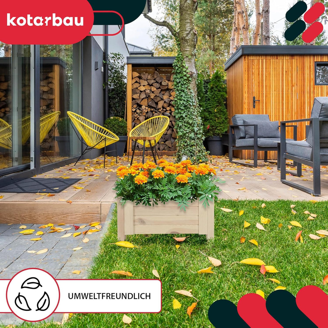 KOTARBAU® Blumenkasten - 50 x 50 x 30 cm - Pflanzkasten mit Vlies - Pflanzkübel gross aussen - Balko