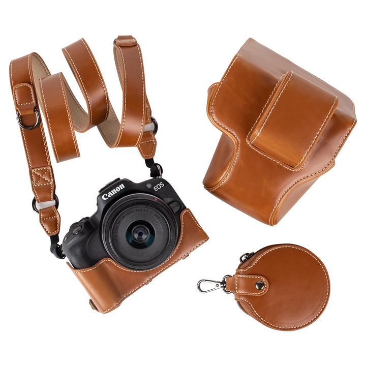 MUZIRI KINOKOO EOS R50 Kameratasche, Retro-PU-Leder Schutzhülle für Canon EOS 50 DSLR Kamera – EOS R