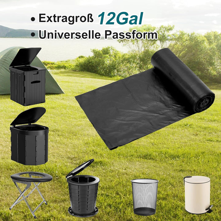 WADEO 80 Stück Toilettenbeutel reissfest haltbar, Campingtoilette Beutel Müllbeutel je 50L (0,03 mm)