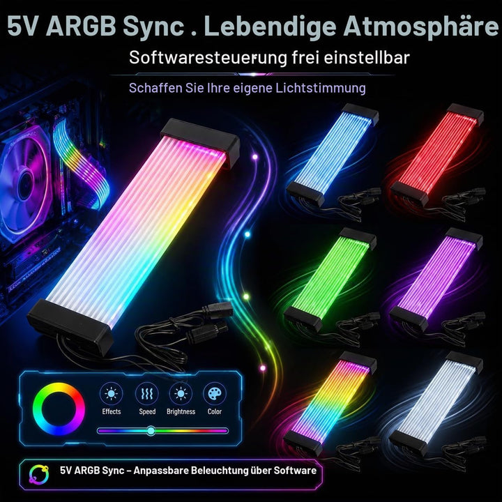 24 Pin zu 24 Pin PSU -Kabel, ARGB Stromkabel für Grafikkarte, 5V ARGB Beleuchtung Sync PC Case Decor